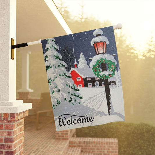 Vintage Style Christmas Garden Flag or Welcome Banner