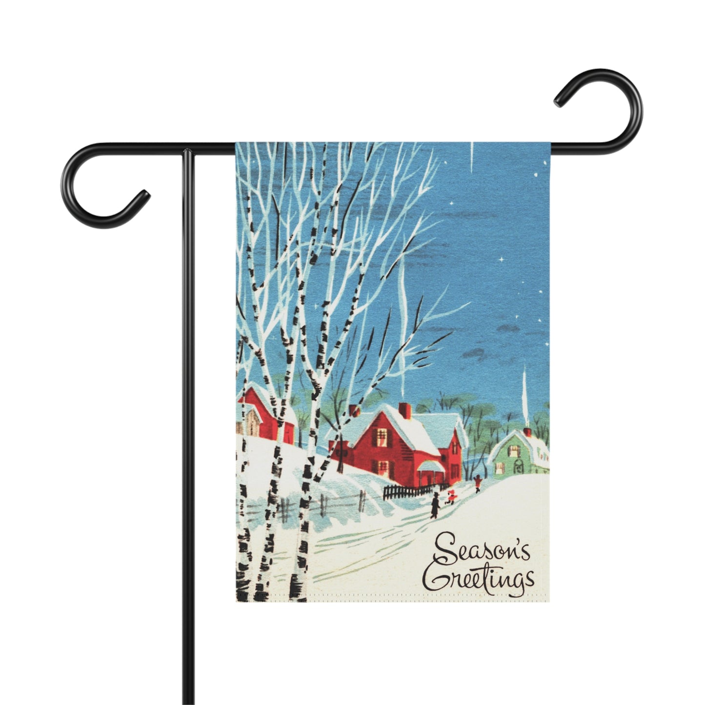 Vintage Winter “Season’s Greetings” Christmas Garden Flag or House Banner