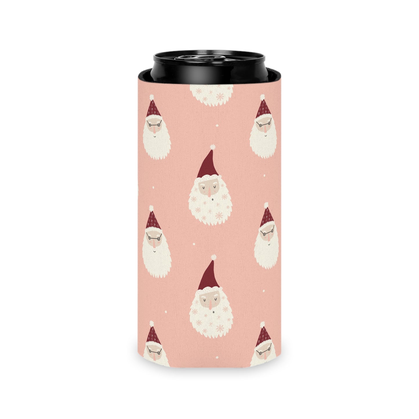 Can Cooler, Standard or Slim Size - Pink Santa