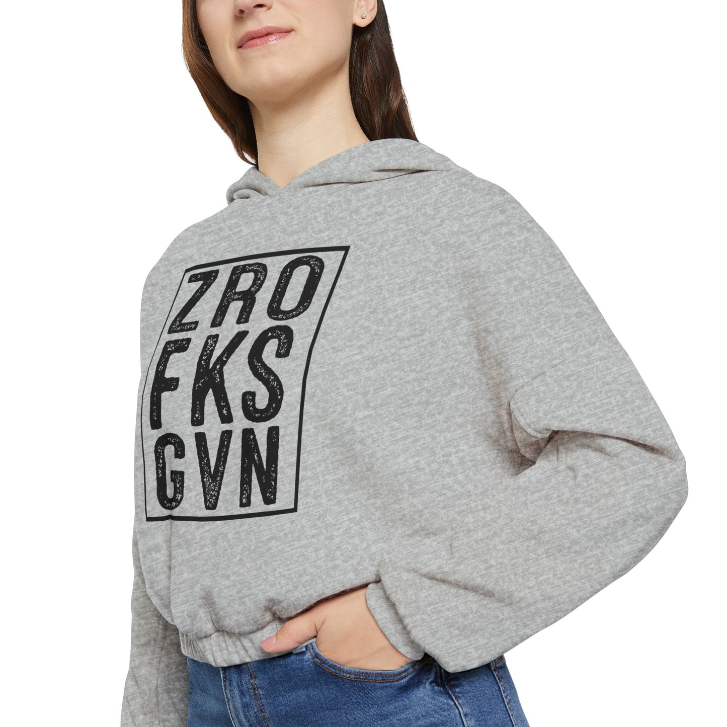 ‘ZRO FKS GVN’ Cropped Sweatshirt