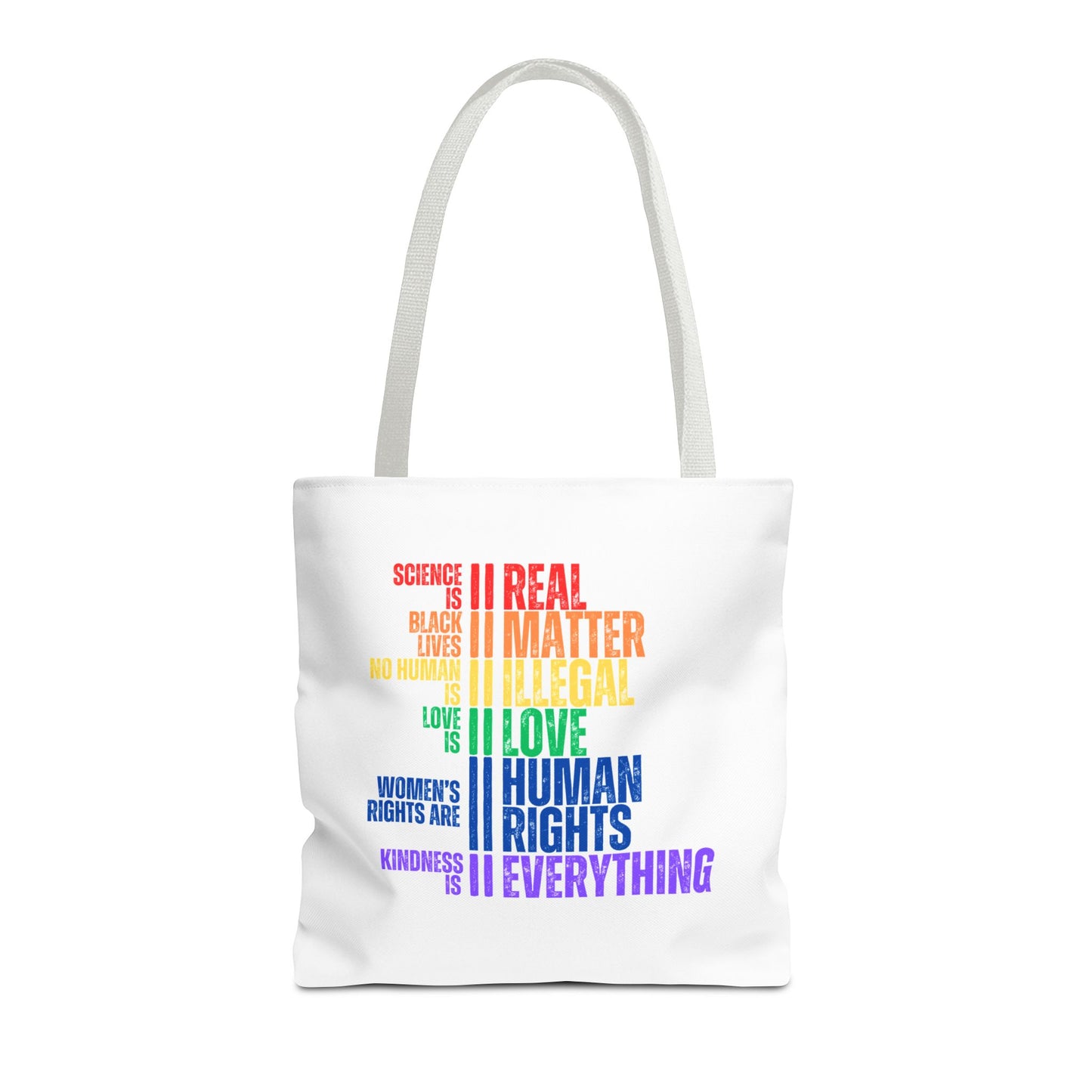 Tote Bag in White - Equality Rainbow, 3 sizes