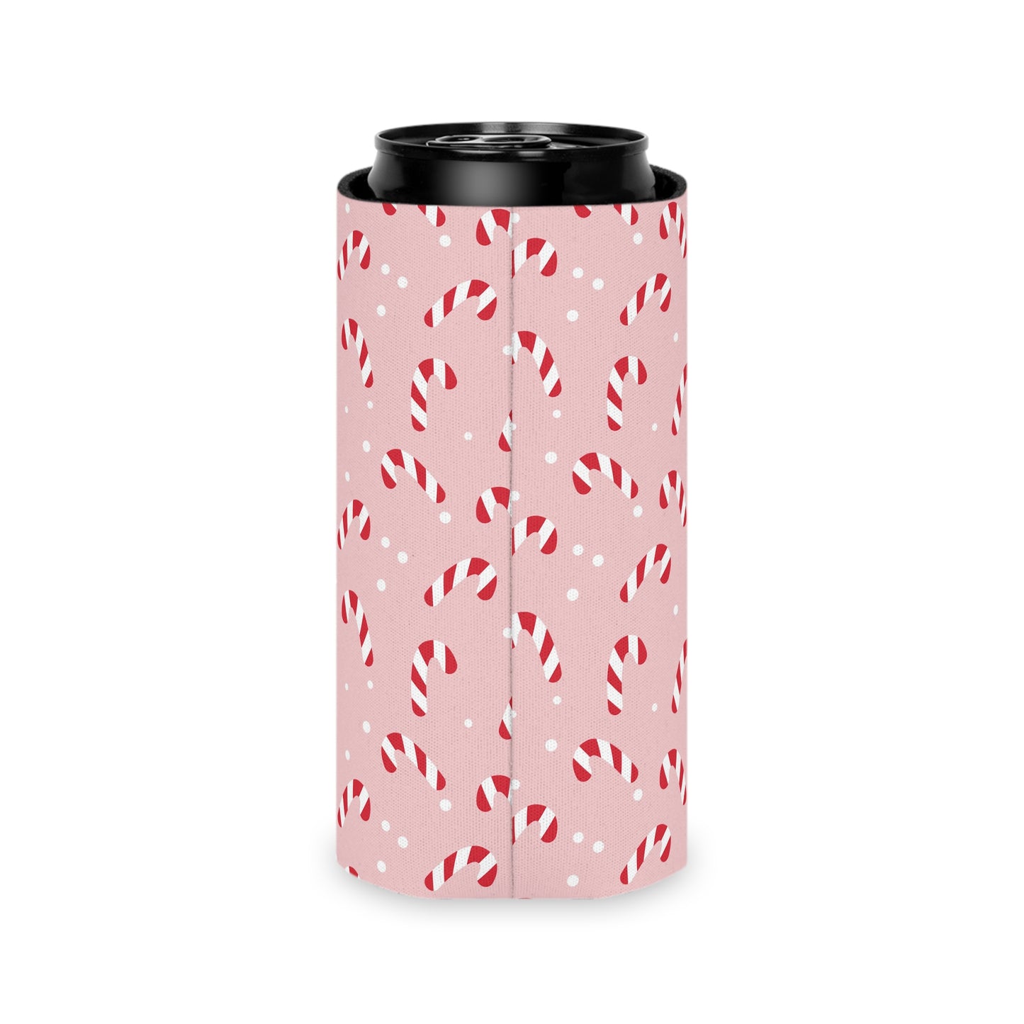 Can Cooler, Standard or Slim Size - Peppermint Pink Candy Canes