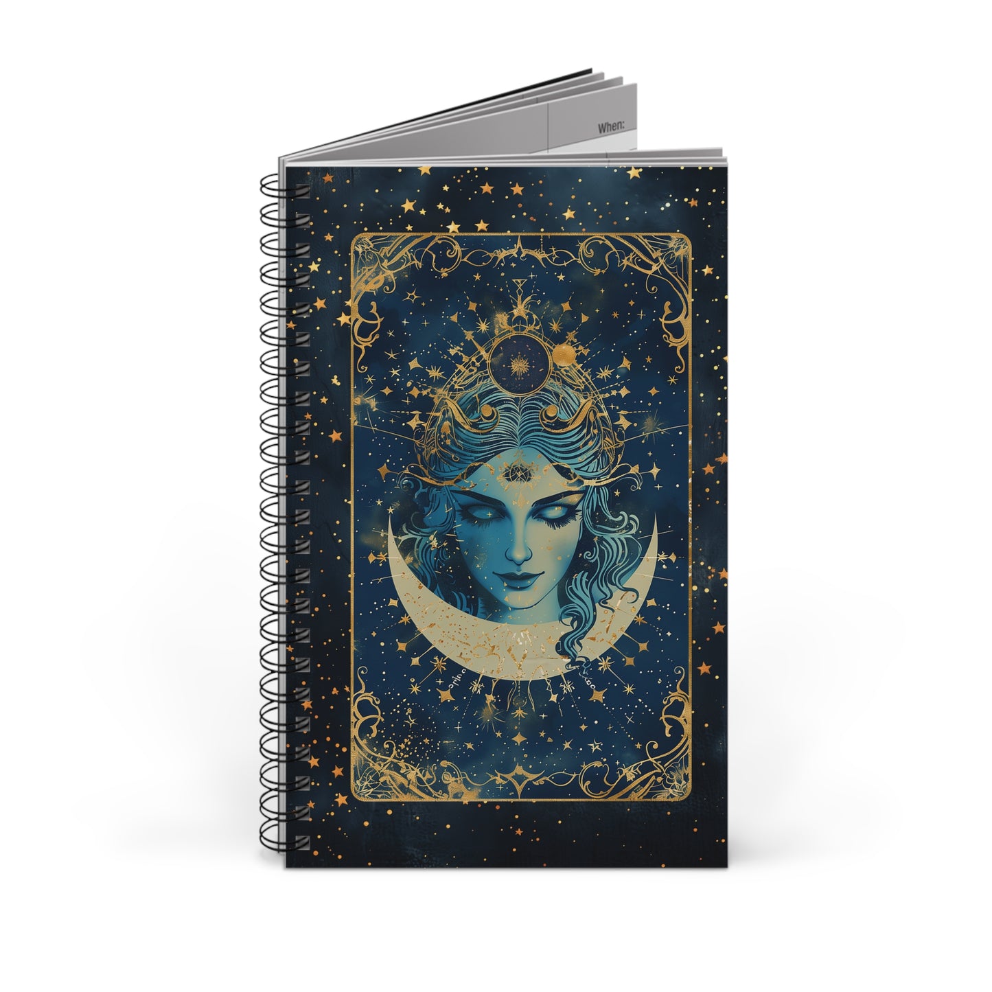 Spiral Notebook - Moon Goddess | Blank, Dot Grid, Lined, Task