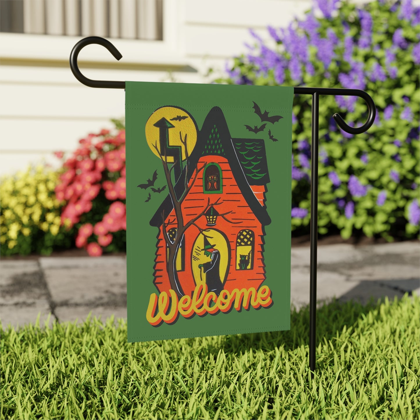 Retro Witch's House Halloween Welcome Banner