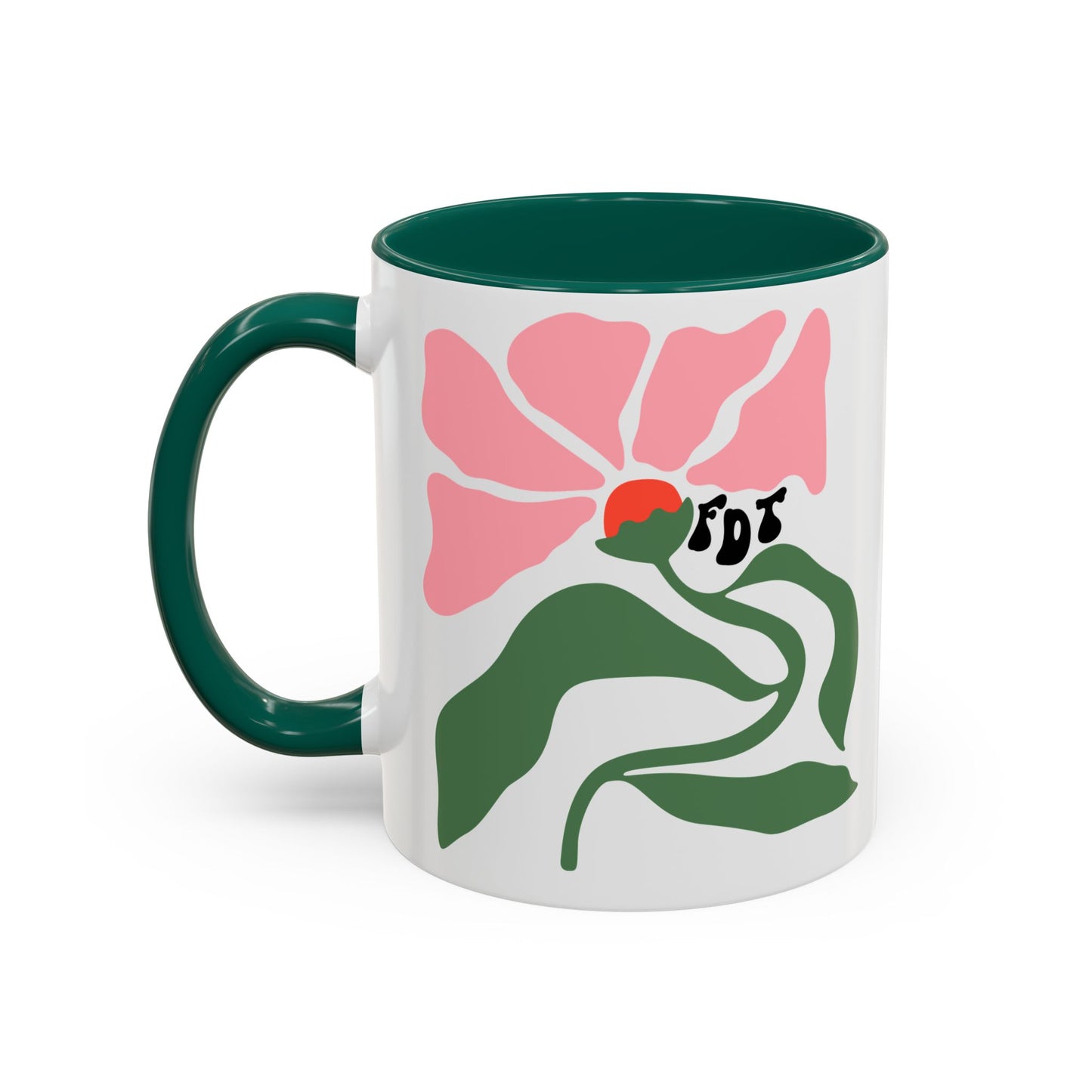 'FDT' Pink Floral Ceramic Mug