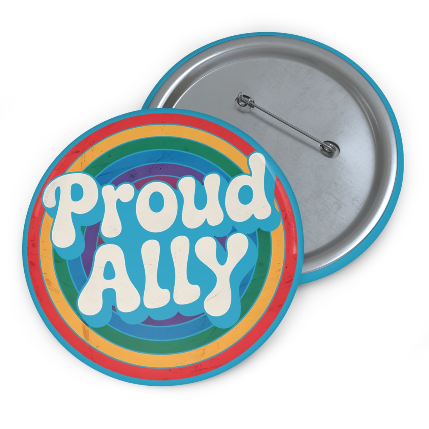 PROUD ALLY Statement Pin in Blue