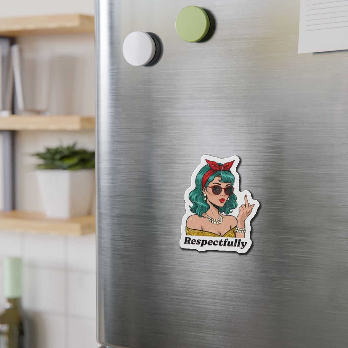 “Respectfully” Retro Die-Cut Magnet