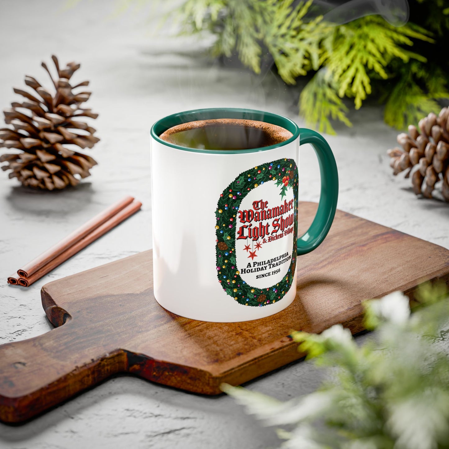 'The Wanamaker Light Show' Holiday Wreath Mug - 11oz/15oz