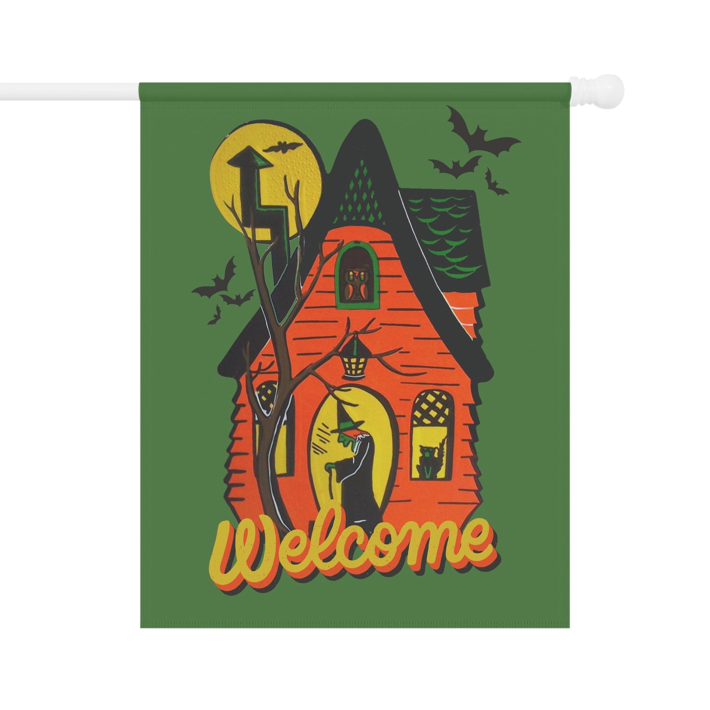 Retro Witch's House Halloween Welcome Banner