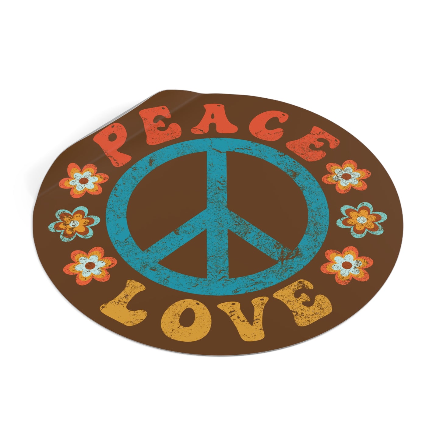 Peace & Love Round Vinyl Sticker