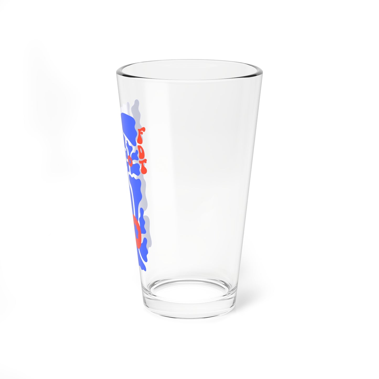 ‘FDT’ Red & Blue Floral Pint Glass