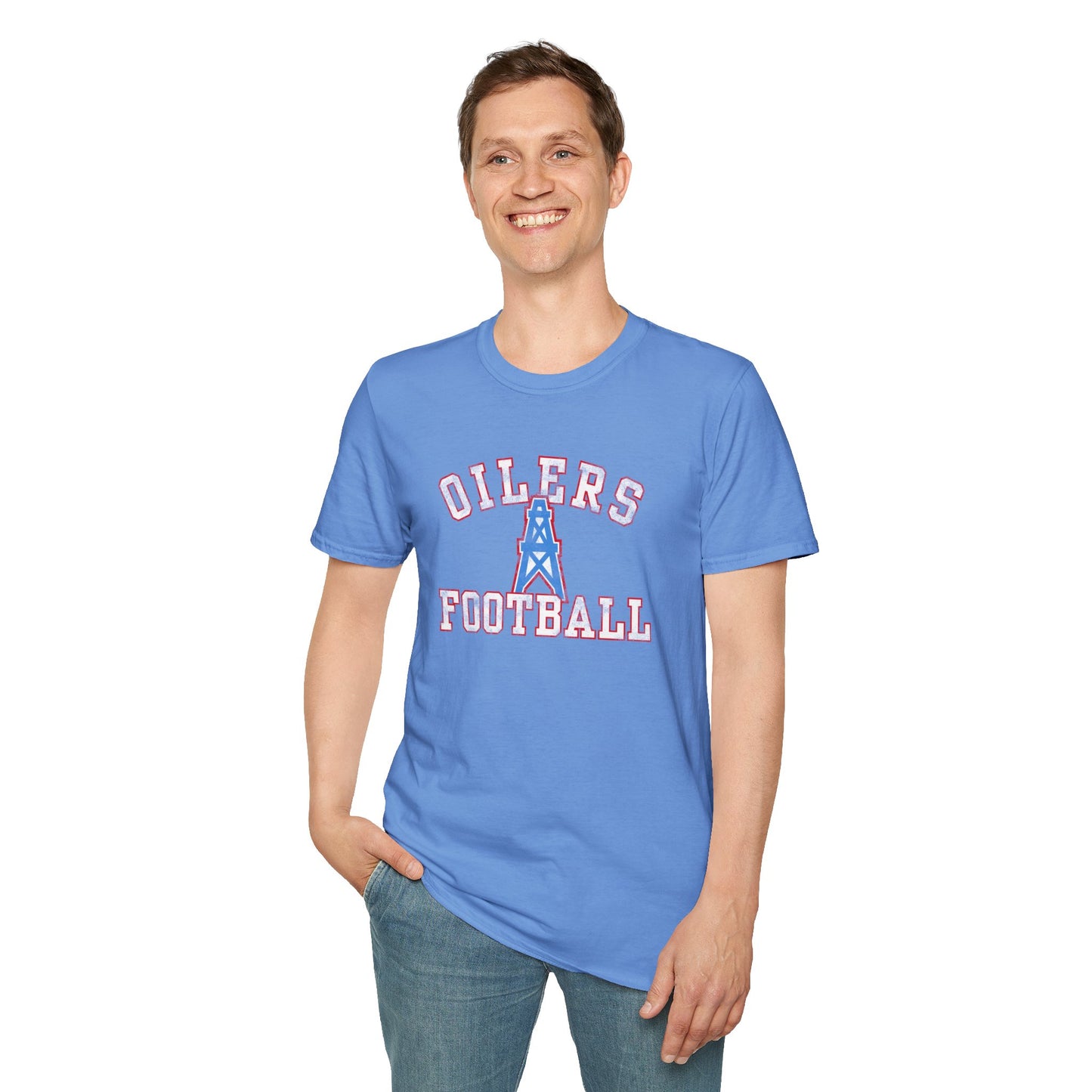 Houston Oilers Distressed “Oilers Football” Unisex Tee