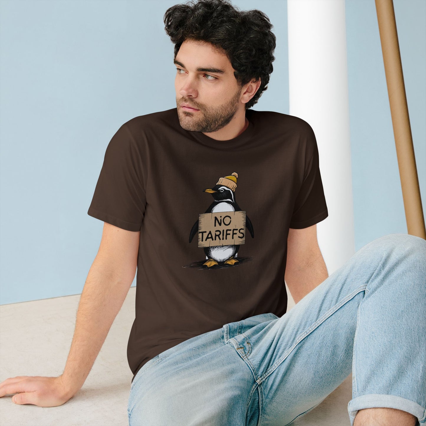 Organic Unisex Tee - ‘NO TARIFFS’ Penguin