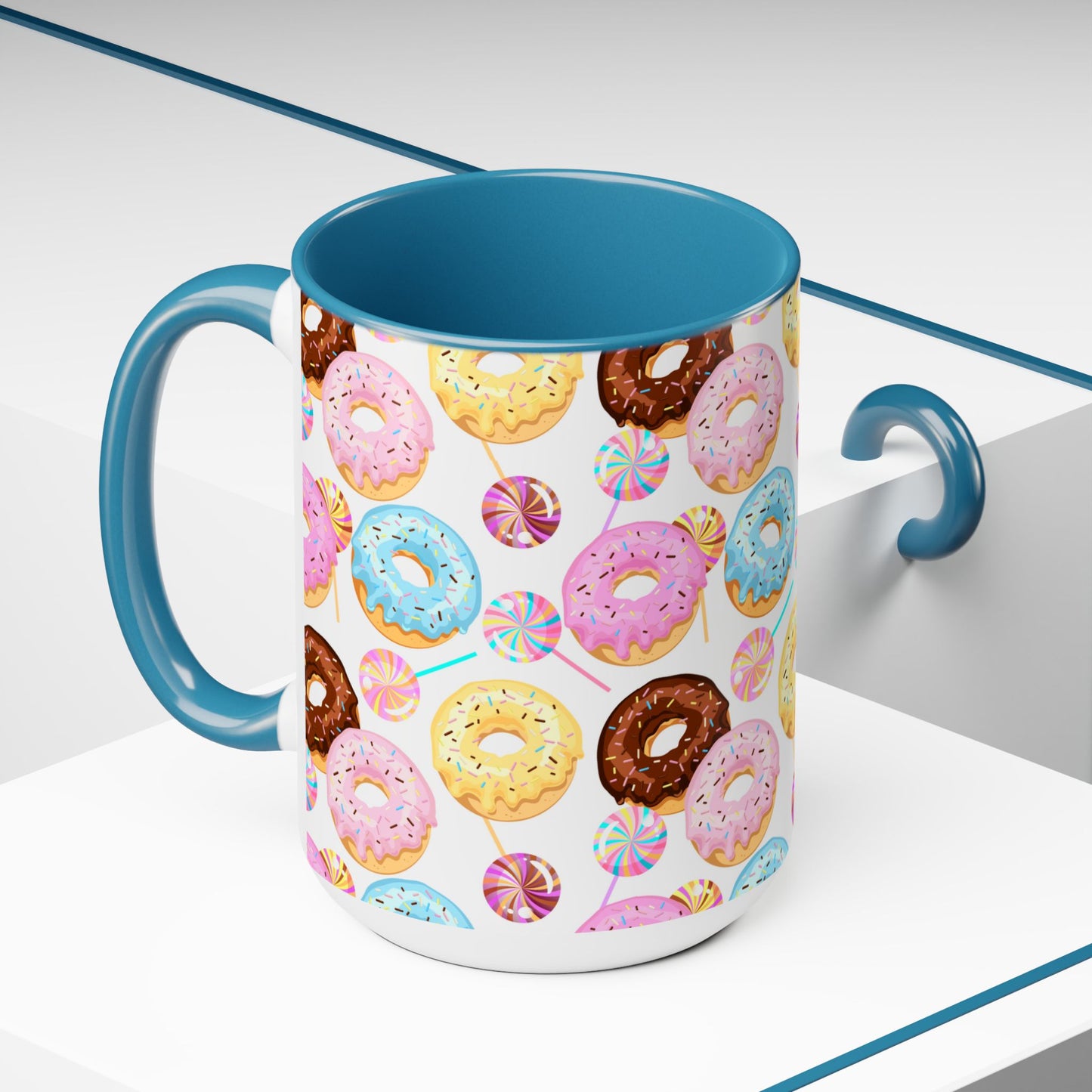 Sprinkled Donuts Two-Tone Mug | Pink or Light Blue