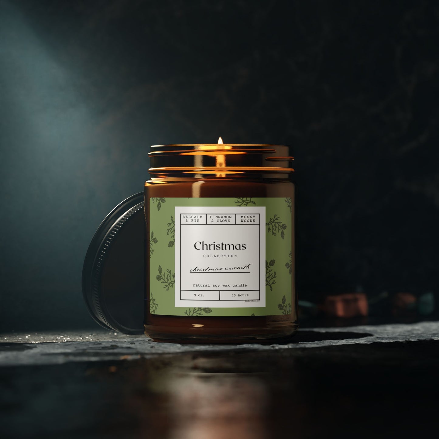 Christmas Warmth Scented Soy Candle in Festive Amber Jar