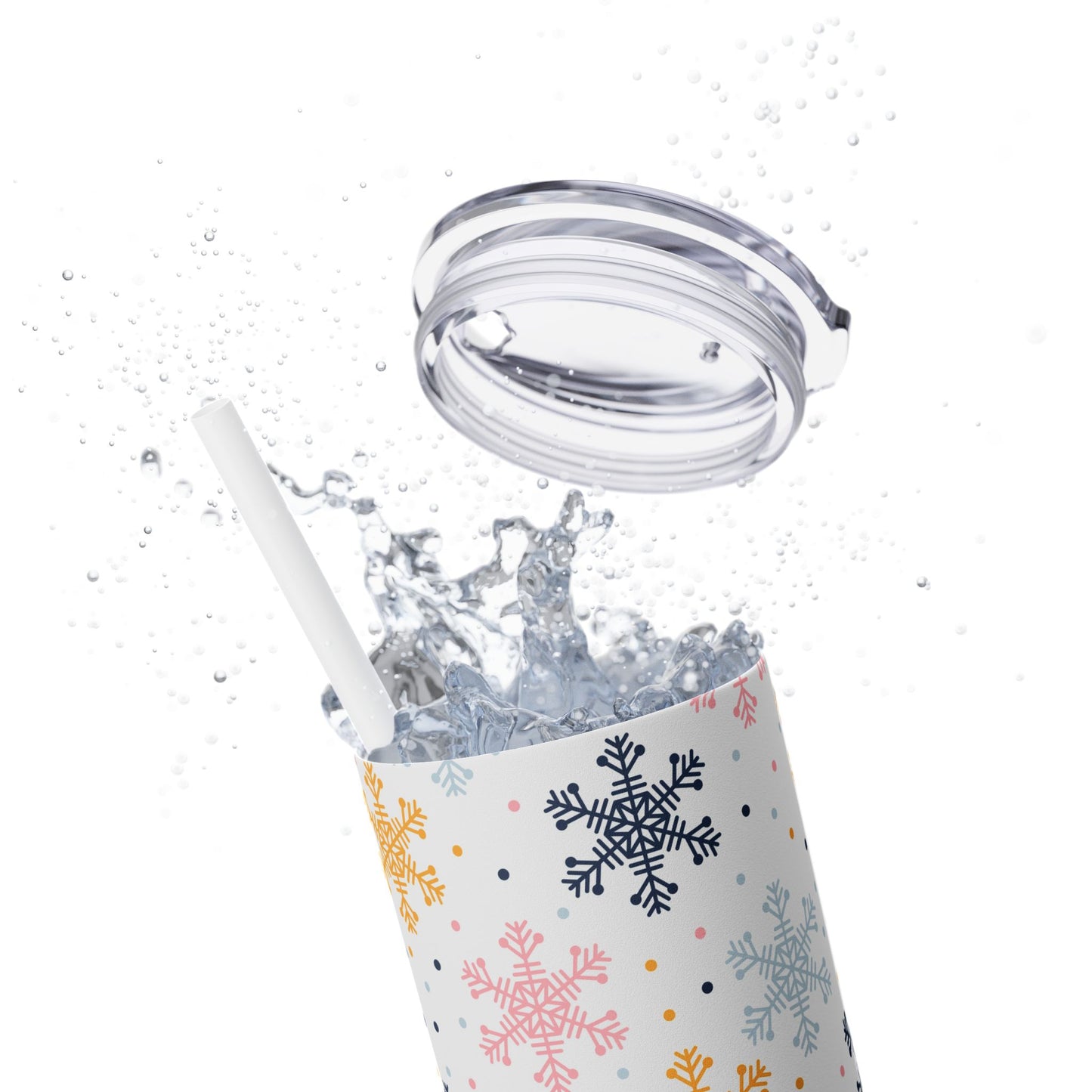 Skinny Tumbler with Straw, 20oz - Sweet Snowflakes