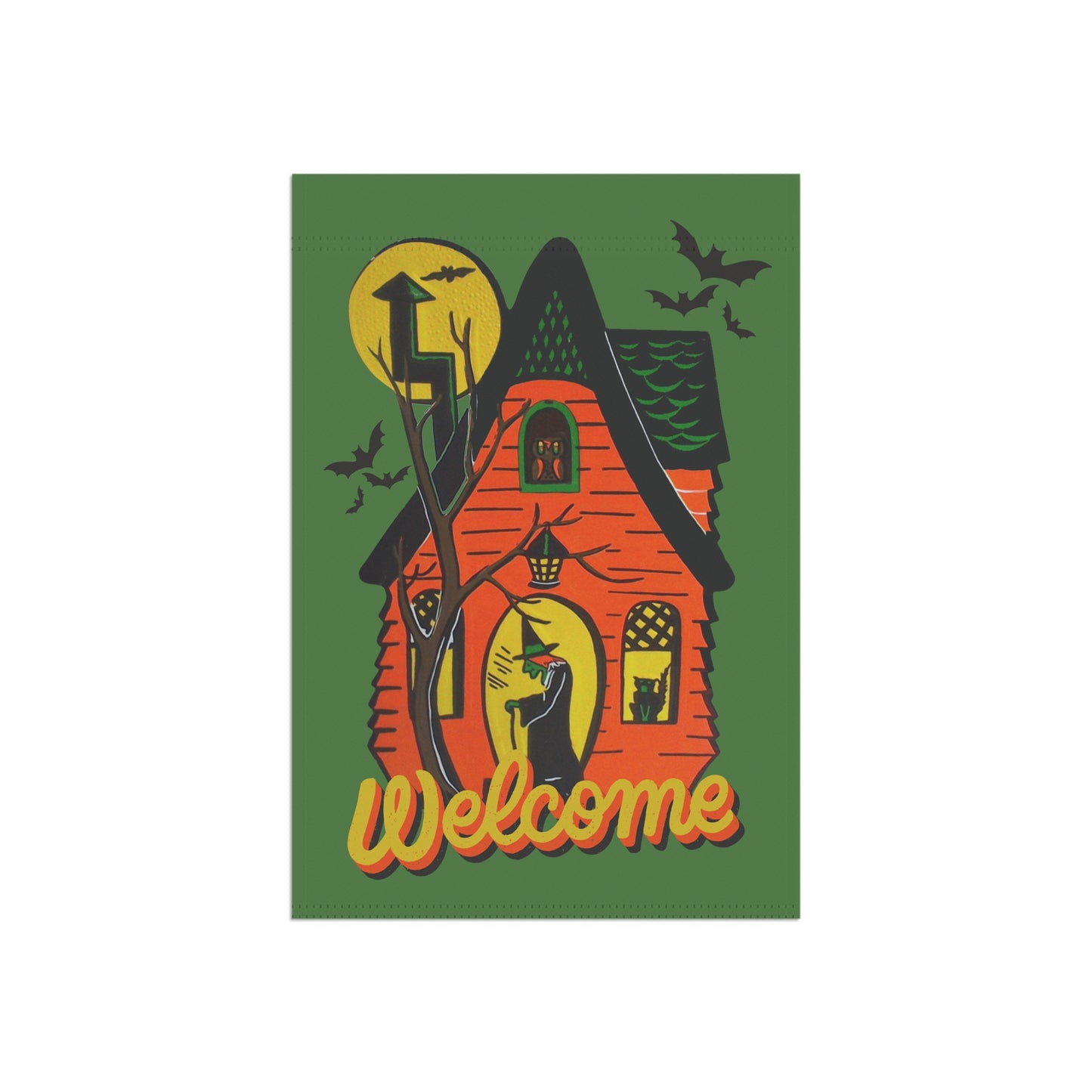 Retro Witch's House Halloween Welcome Banner