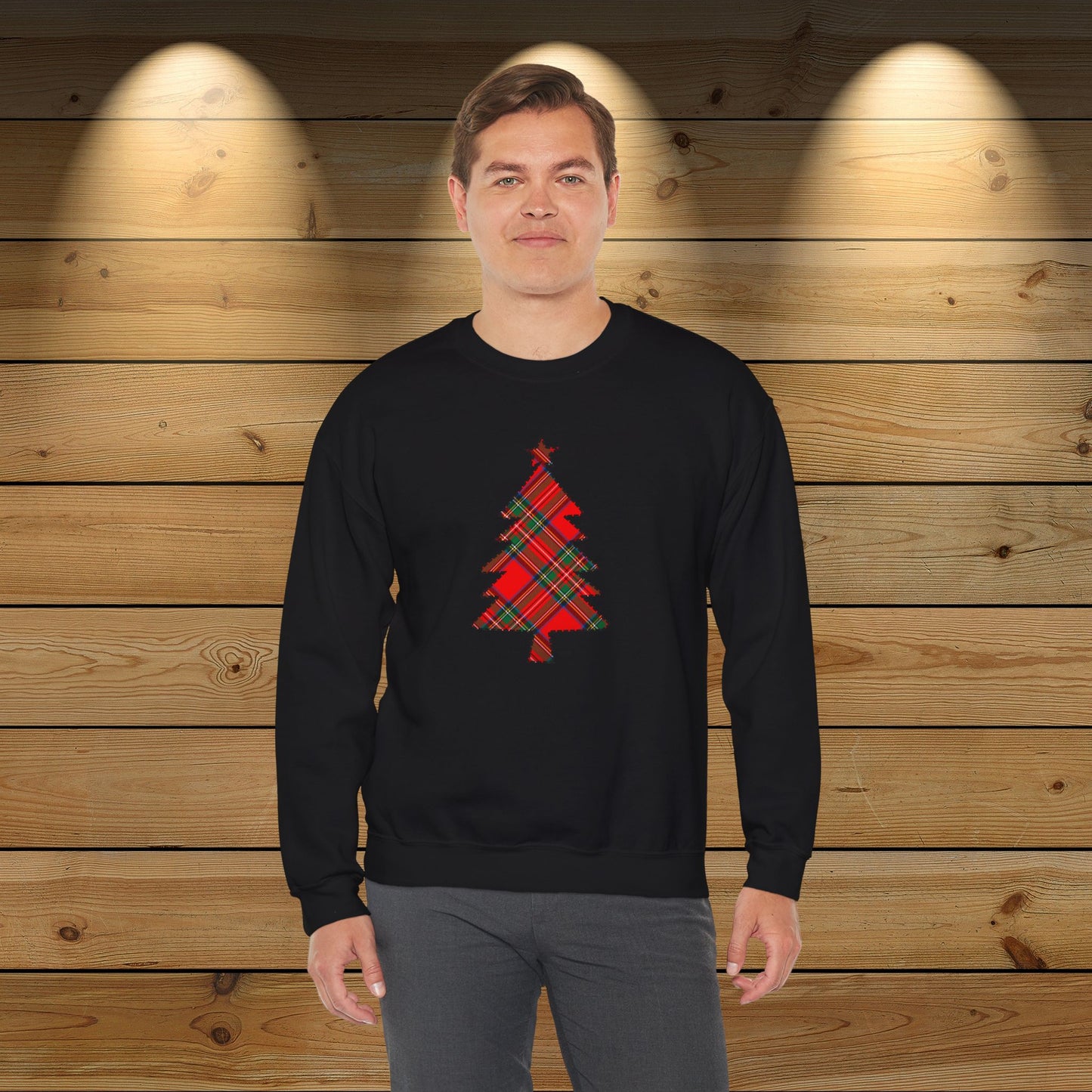 Red Tartan Christmas Tree Sweatshirt | up to Plus Size 5X