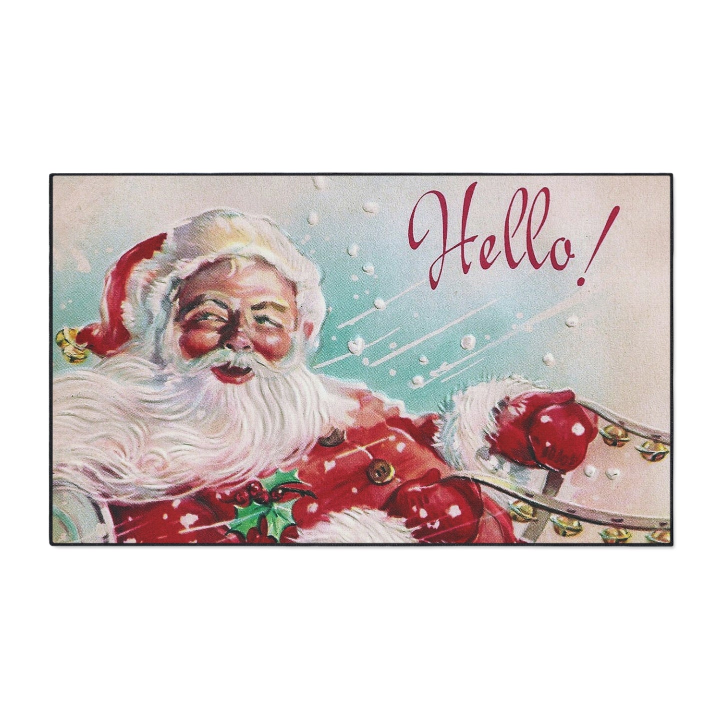 Vintage Santa Claus Sleigh Christmas Floor Mat