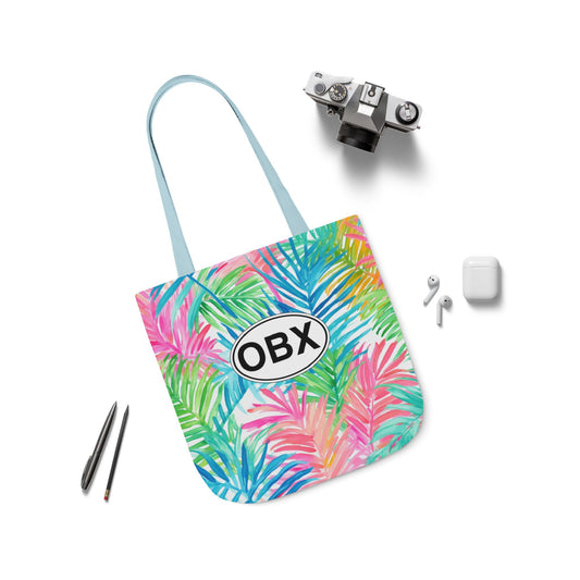 Colorful OBX Canvas Tote Bag with Colored Straps