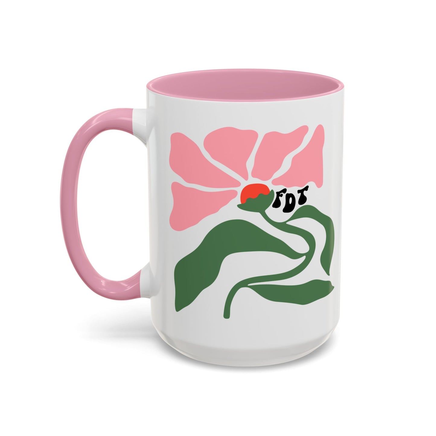'FDT' Pink Floral Ceramic Mug