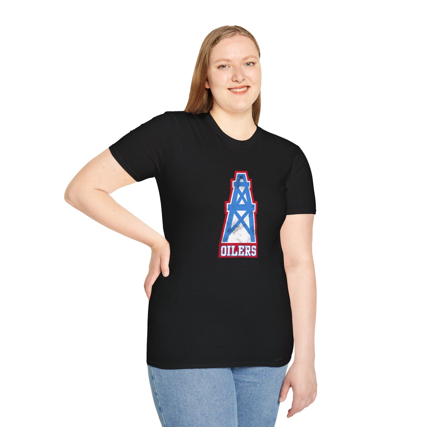 Houston Oilers Distressed Oil Derrick Unisex T-Shirt | Up to 5X