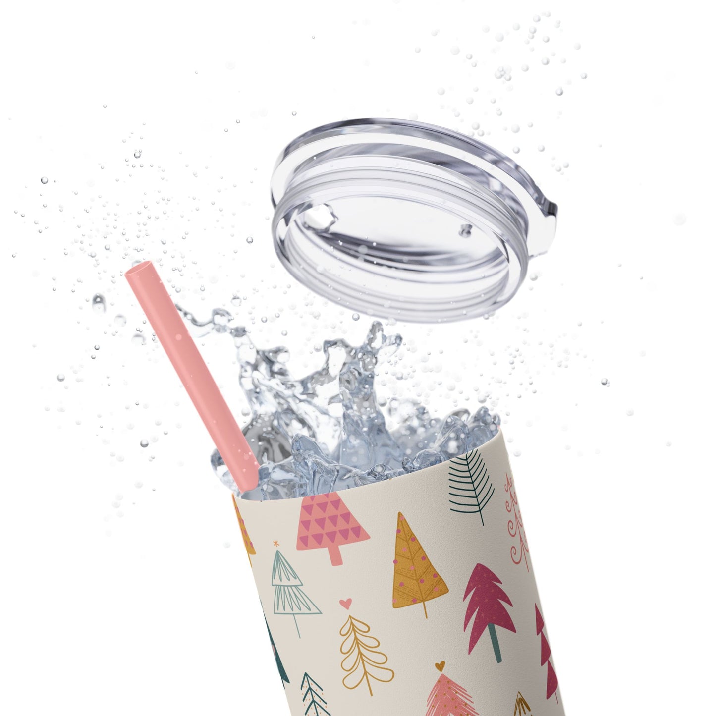 Skinny Tumbler with Straw, 20oz - Whimsy Christmas Tree