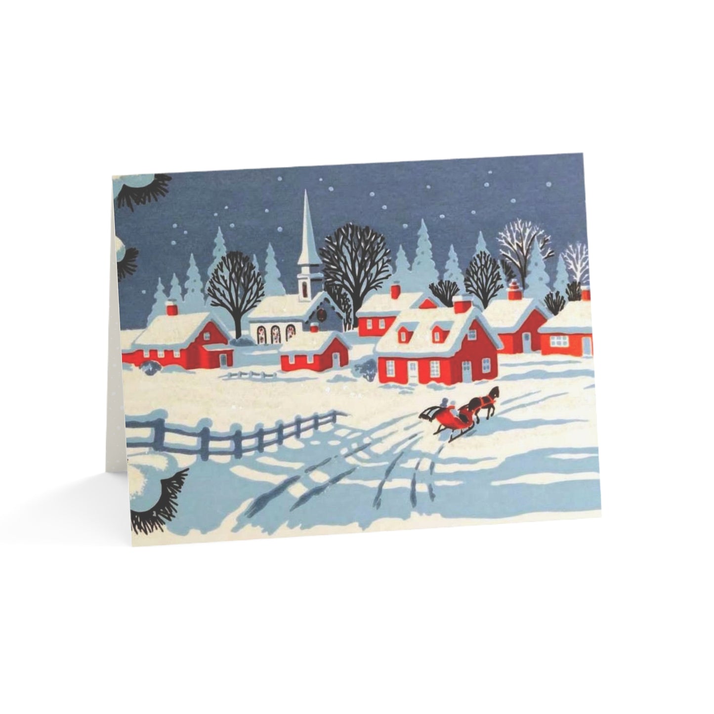 Vintage Snowy Town Christmas Greeting Card