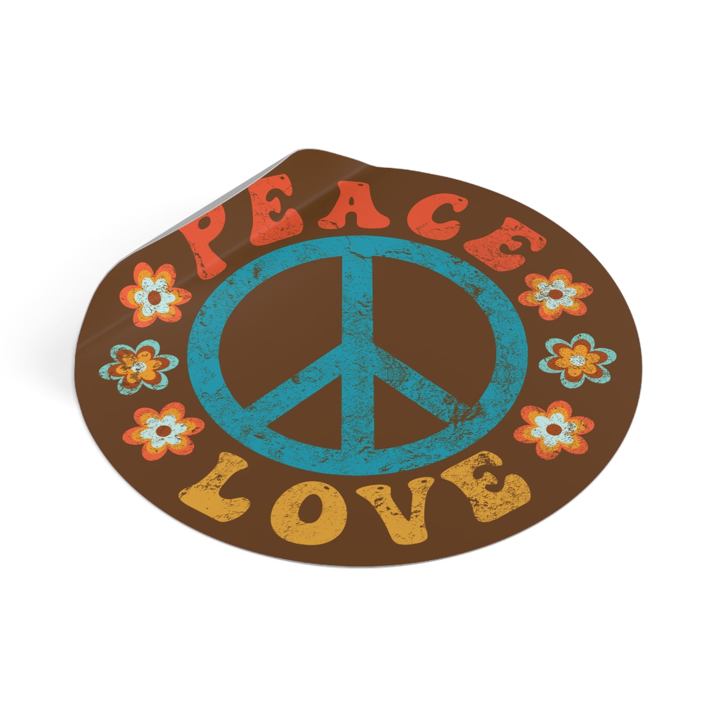 Peace & Love Round Vinyl Sticker