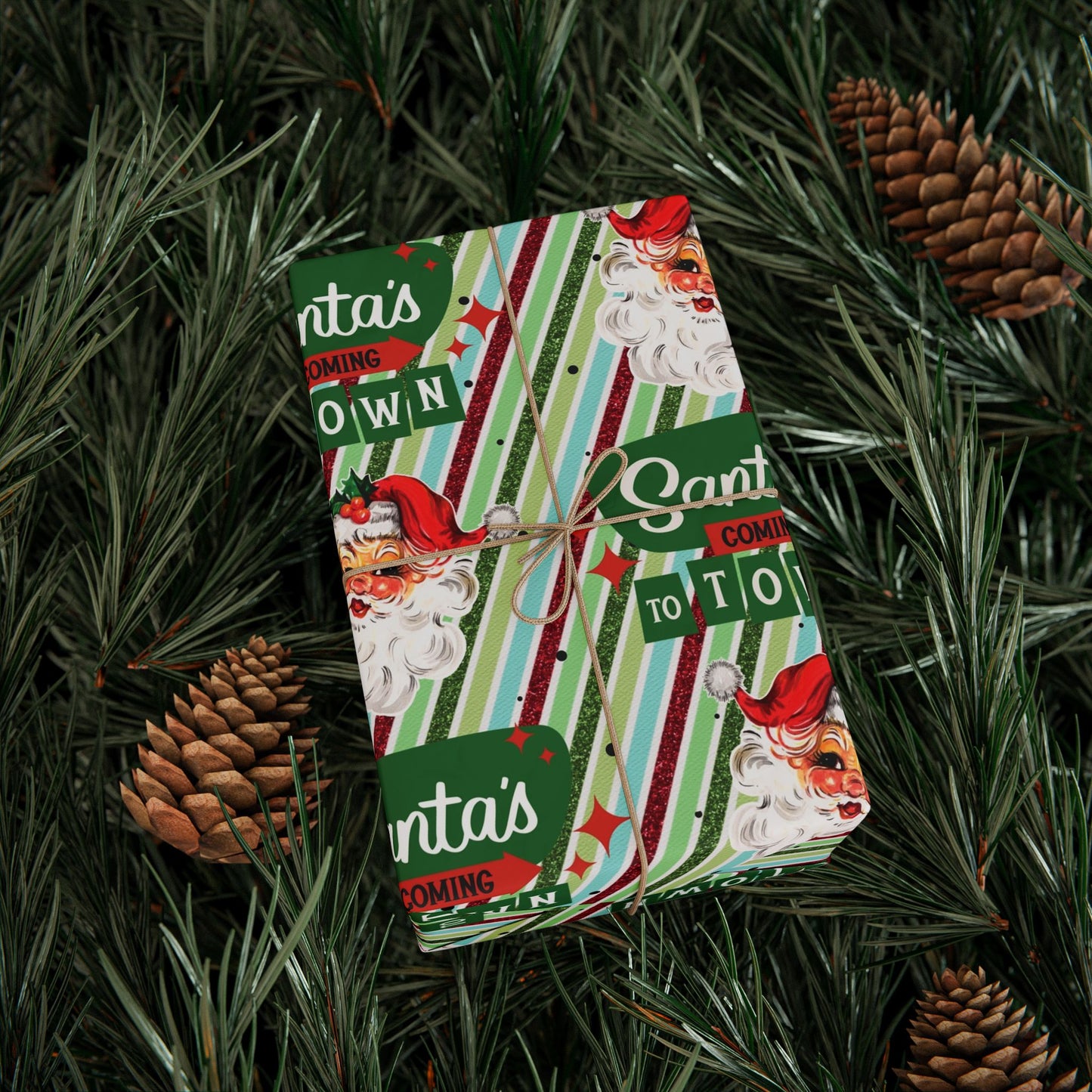 Retro Santa Christmas Gift Wrap