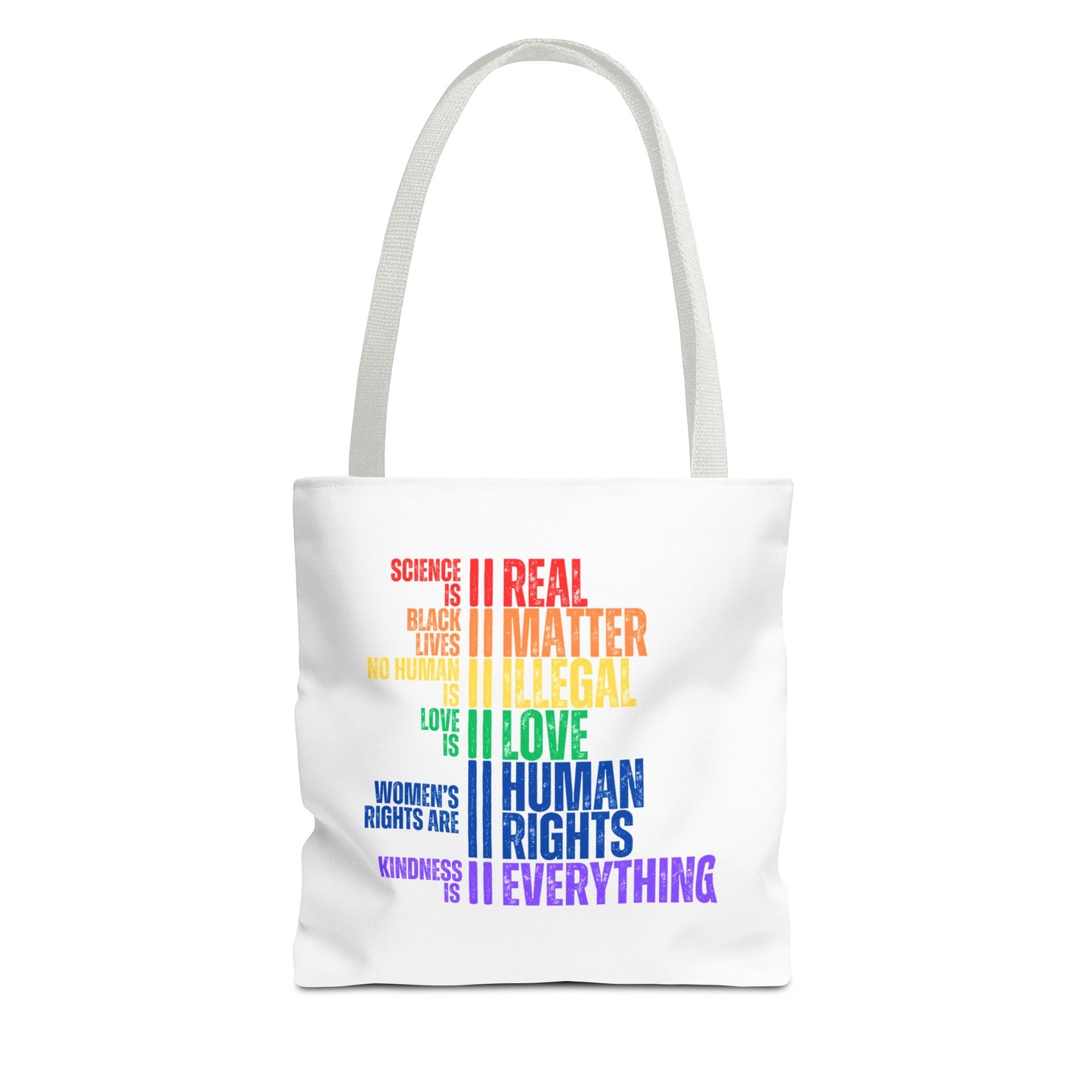 Tote Bag in White - Equality Rainbow, 3 sizes