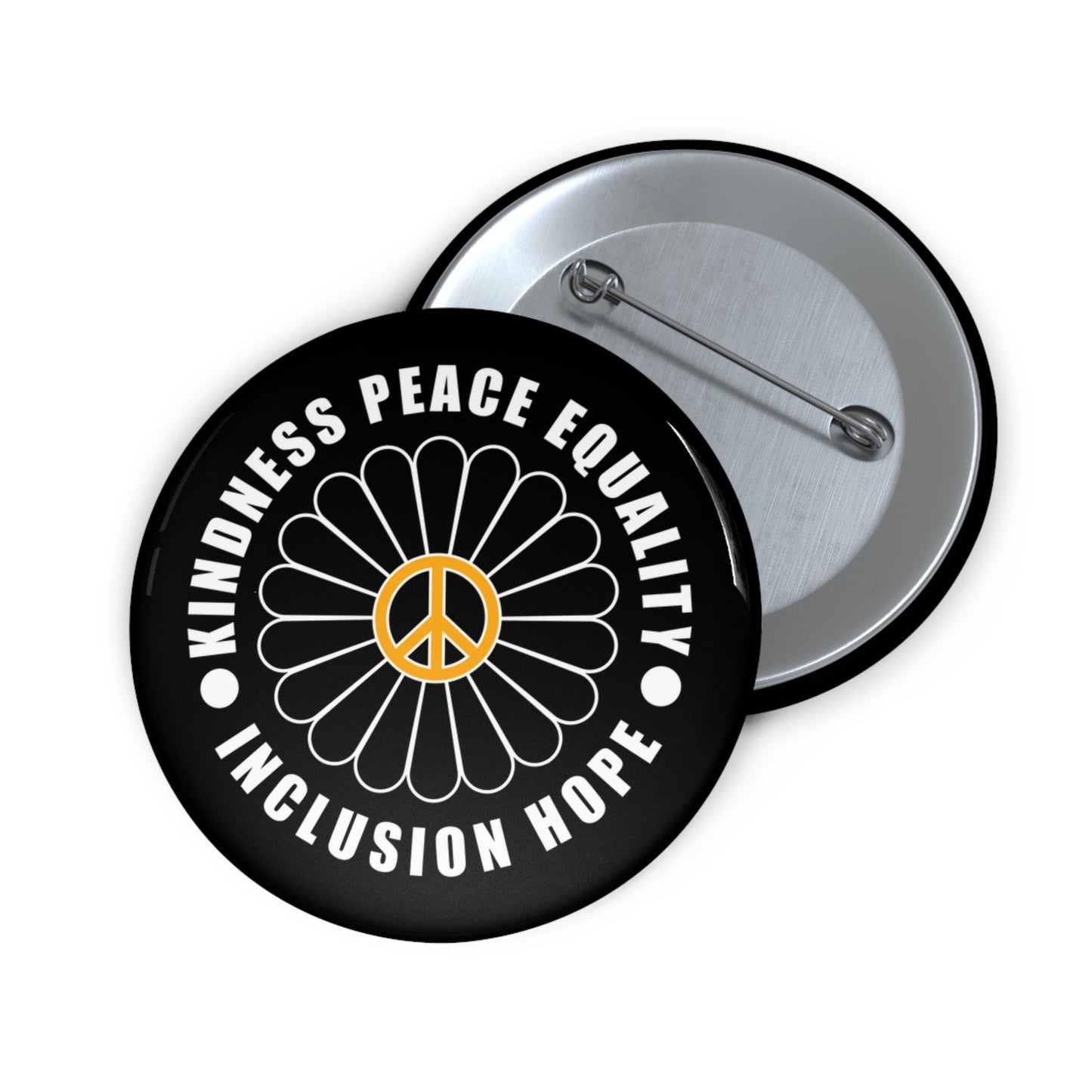 KINDNESS & PEACE Statement Pin in black