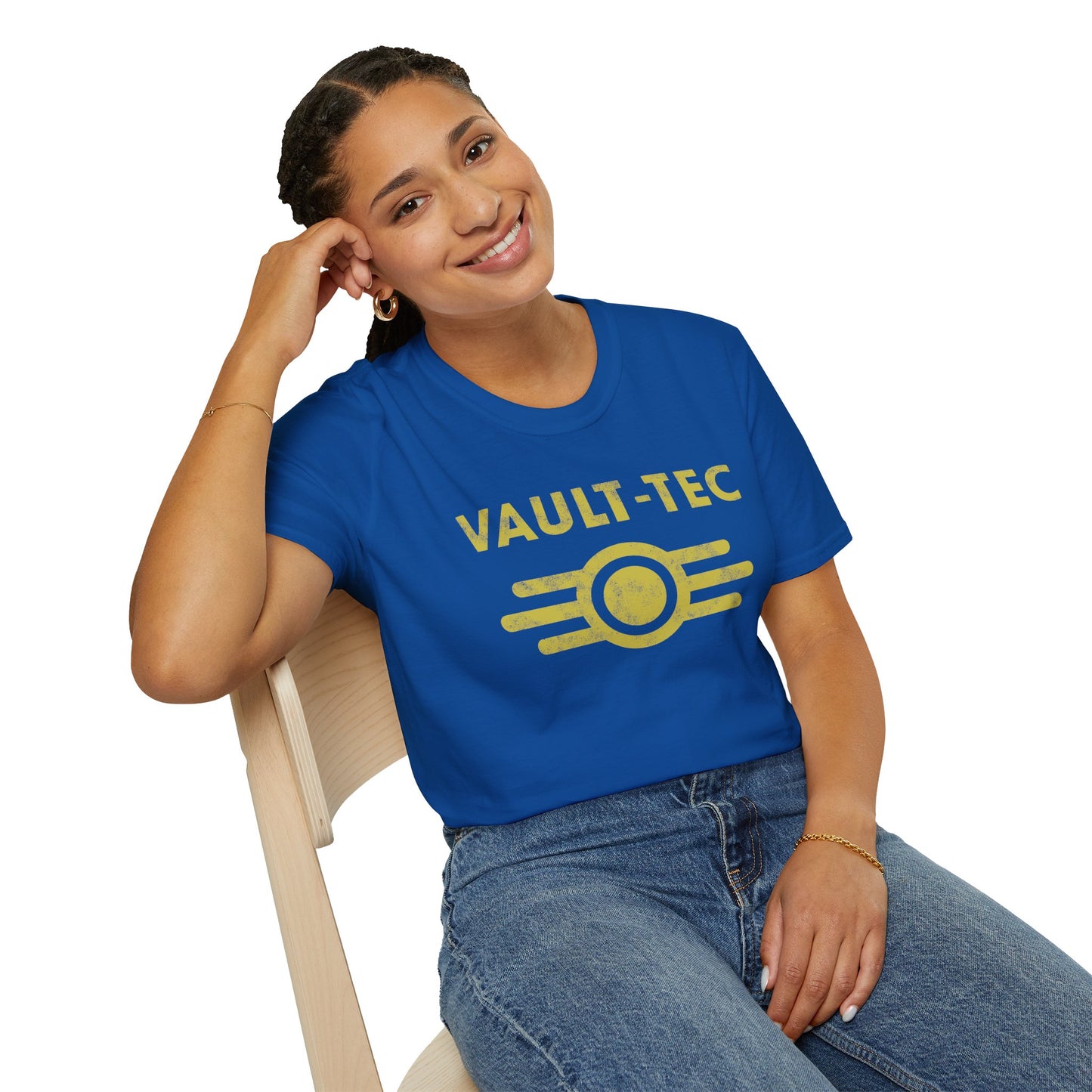 Fallout Distressed Vault-Tec logo Royal Blue Unisex T-Shirt