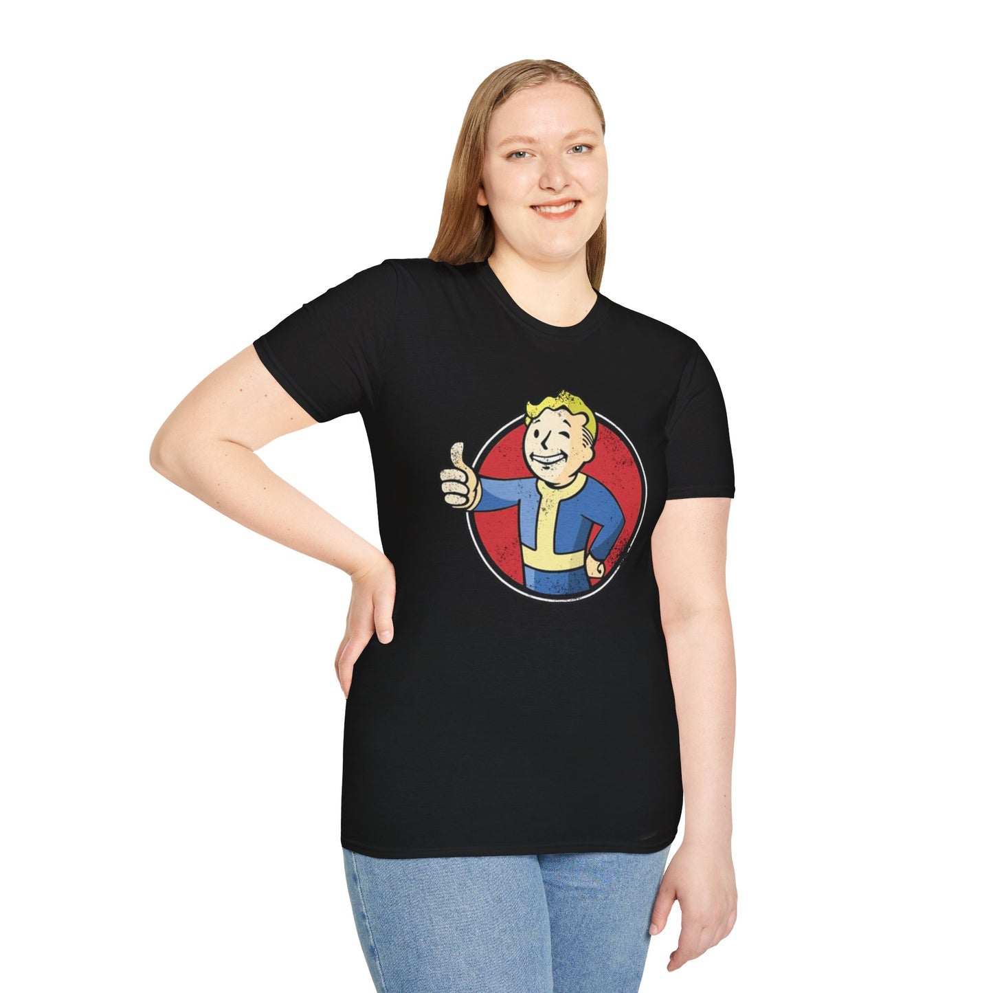 Fallout Distressed Vault Boy Black Unisex T-Shirt - up to 5X