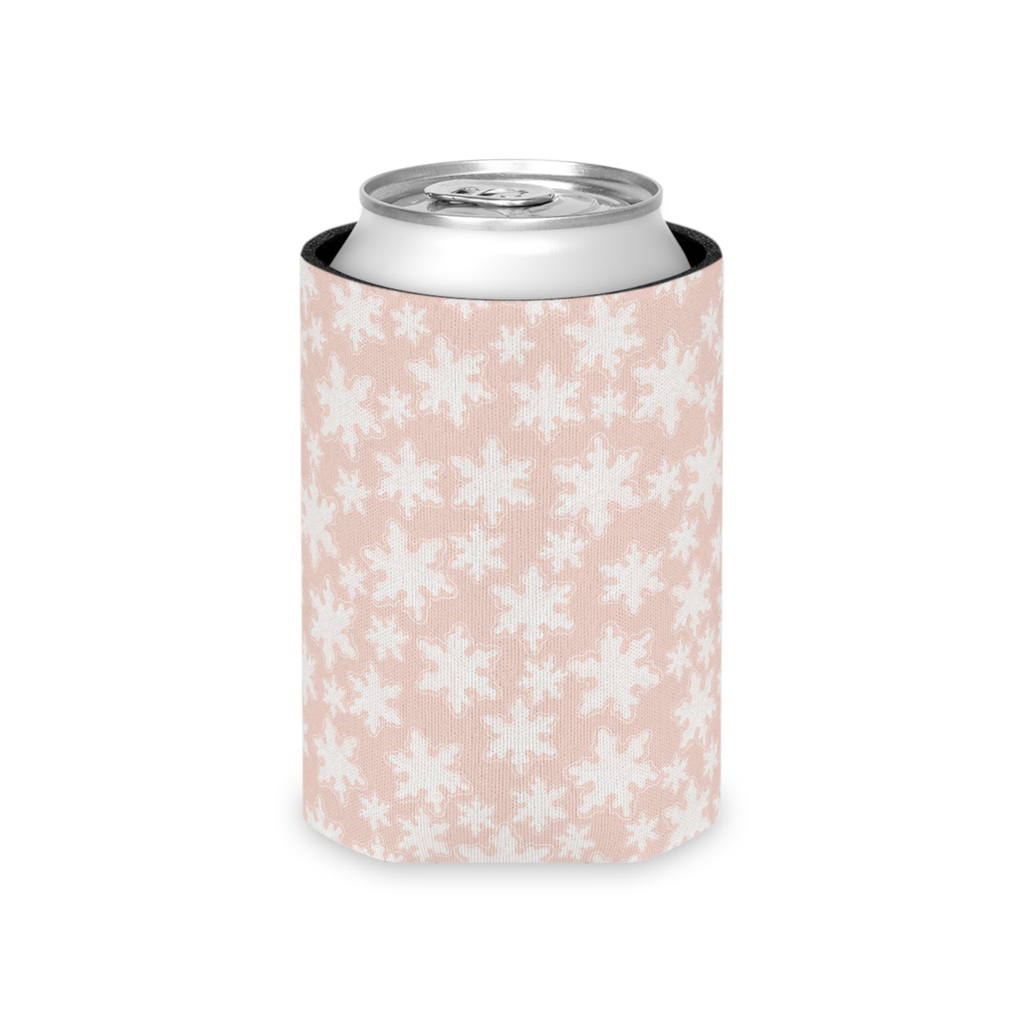 Can Cooler, Standard or Slim Size - Pastel Pink Snowflakes