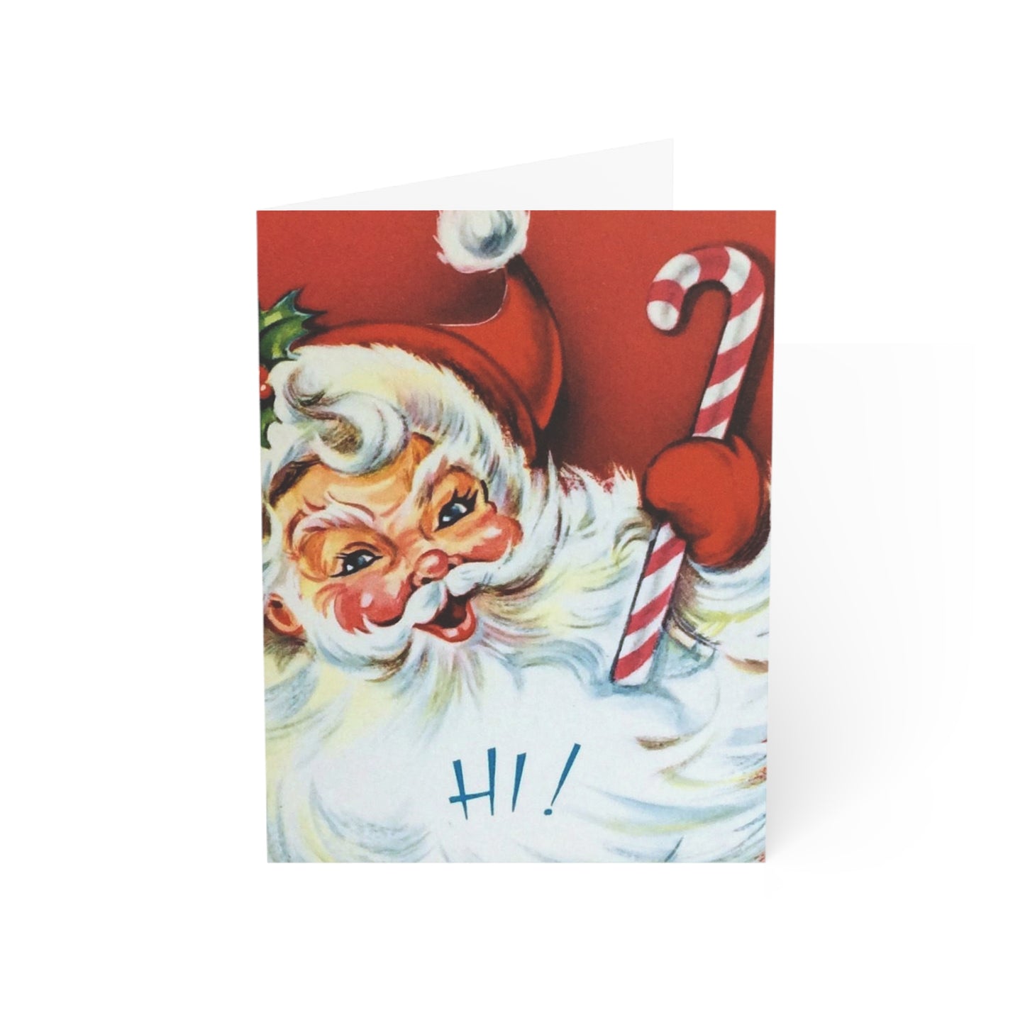 Retro Candy Cane Santa Christmas Greeting Card