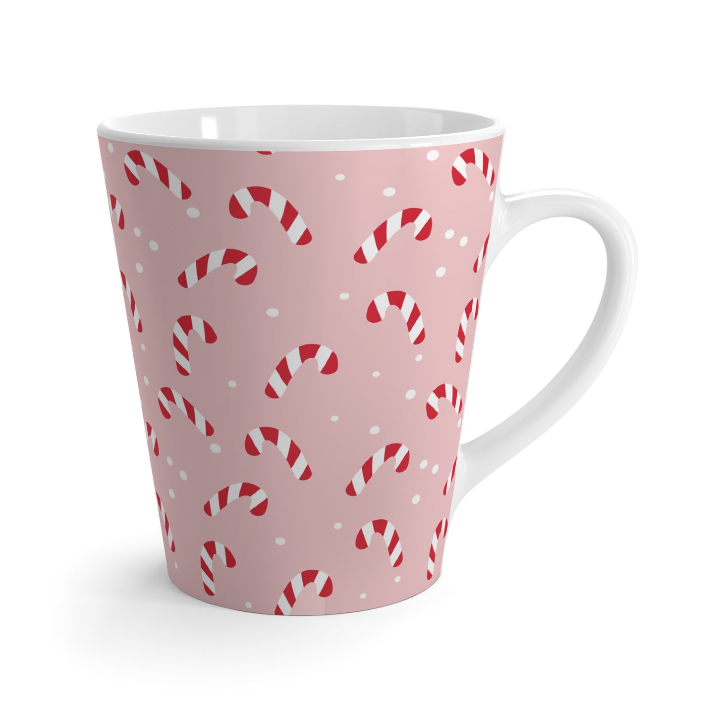 Latte Mug, 12oz - Peppermint Pink Candy Canes