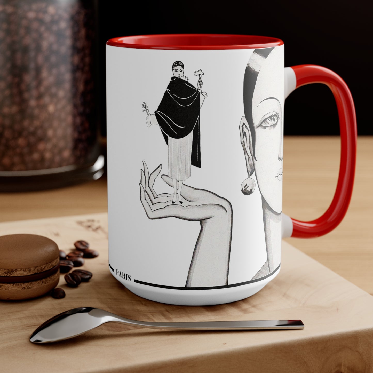 Paris Fashion Two-Tone Mug | Red, Black, Pink