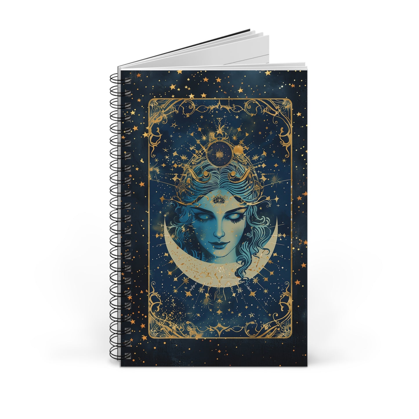 Spiral Notebook - Moon Goddess | Blank, Dot Grid, Lined, Task