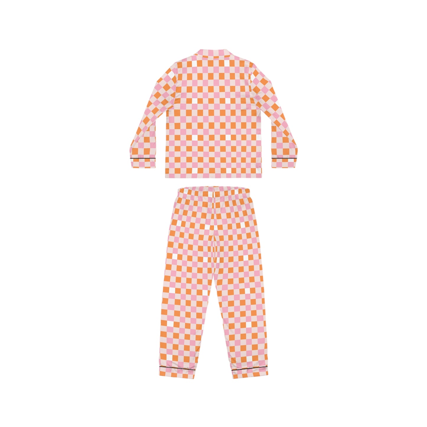 Luxury Satin Checkerboard Pajamas - Fruit Sherbert | Black Trim, up to 3X