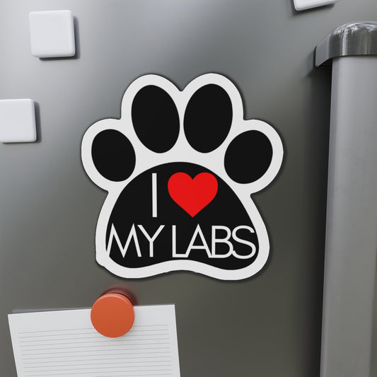 Love My Labs Paw Print Die-Cut Magnet