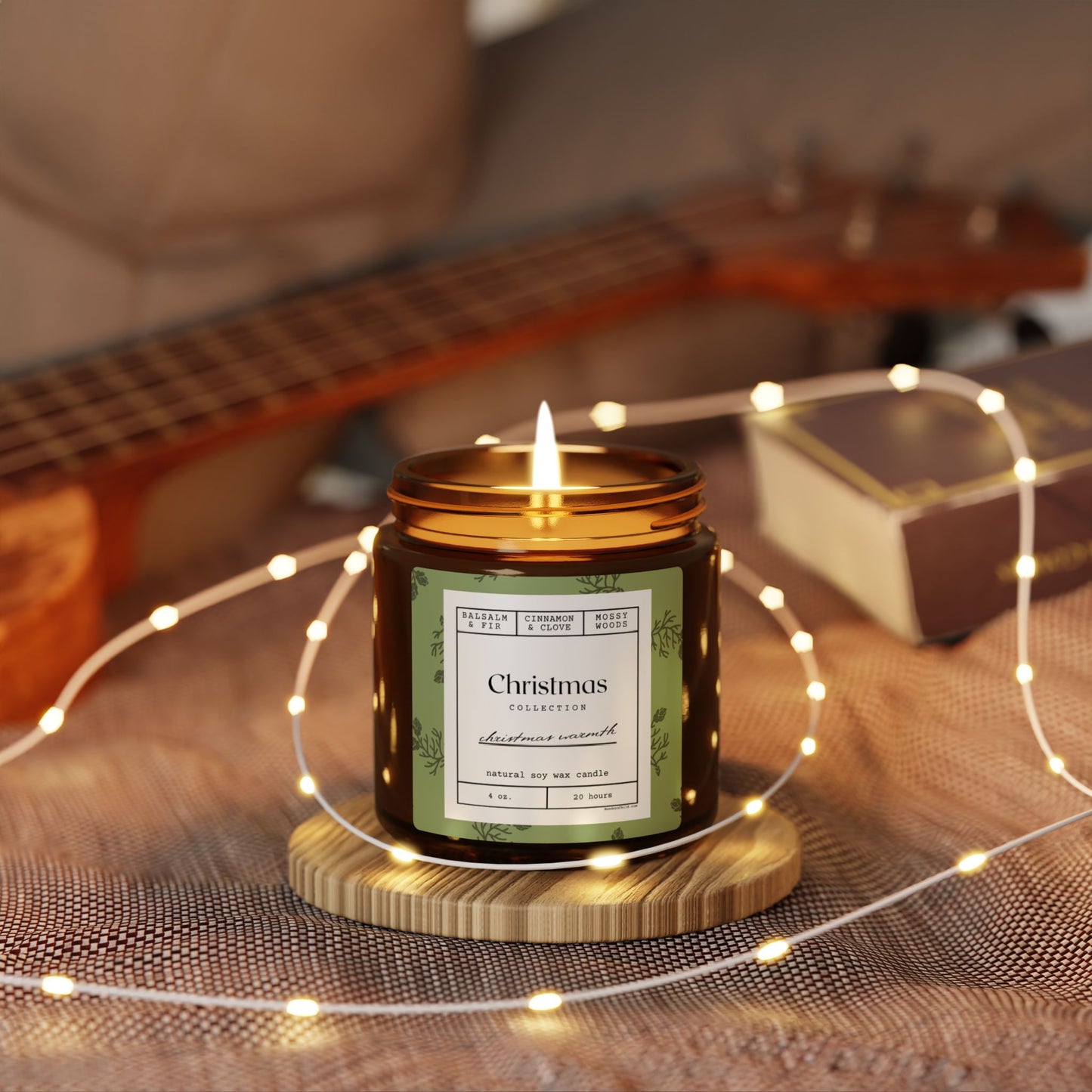 Christmas Warmth Scented Soy Candle in Festive Amber Jar