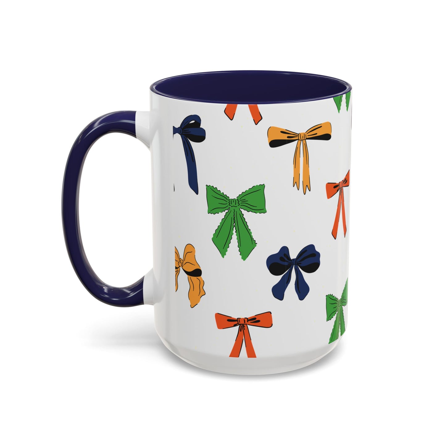 Coquette Ribbon Bows #3 | 15 oz. Mug, Navy Blue Interior