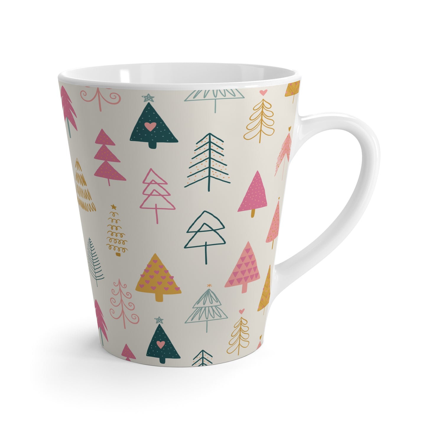 Latte Mug, 12oz - Whimsy Christmas Trees