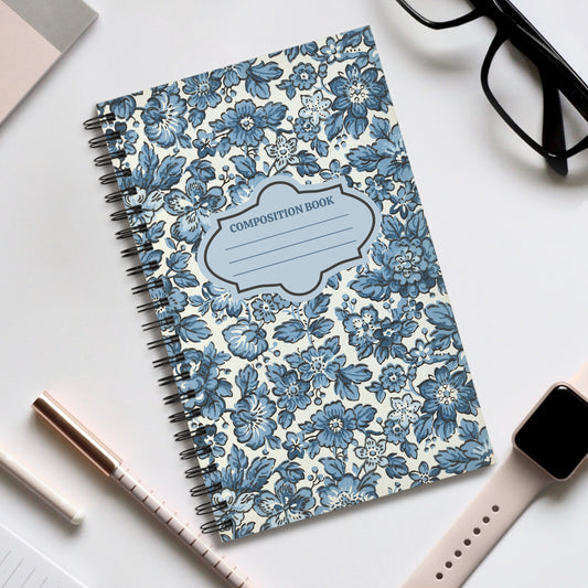 Blue Posies Spiral Journal | Blank, Dot Grid, Lined, Task