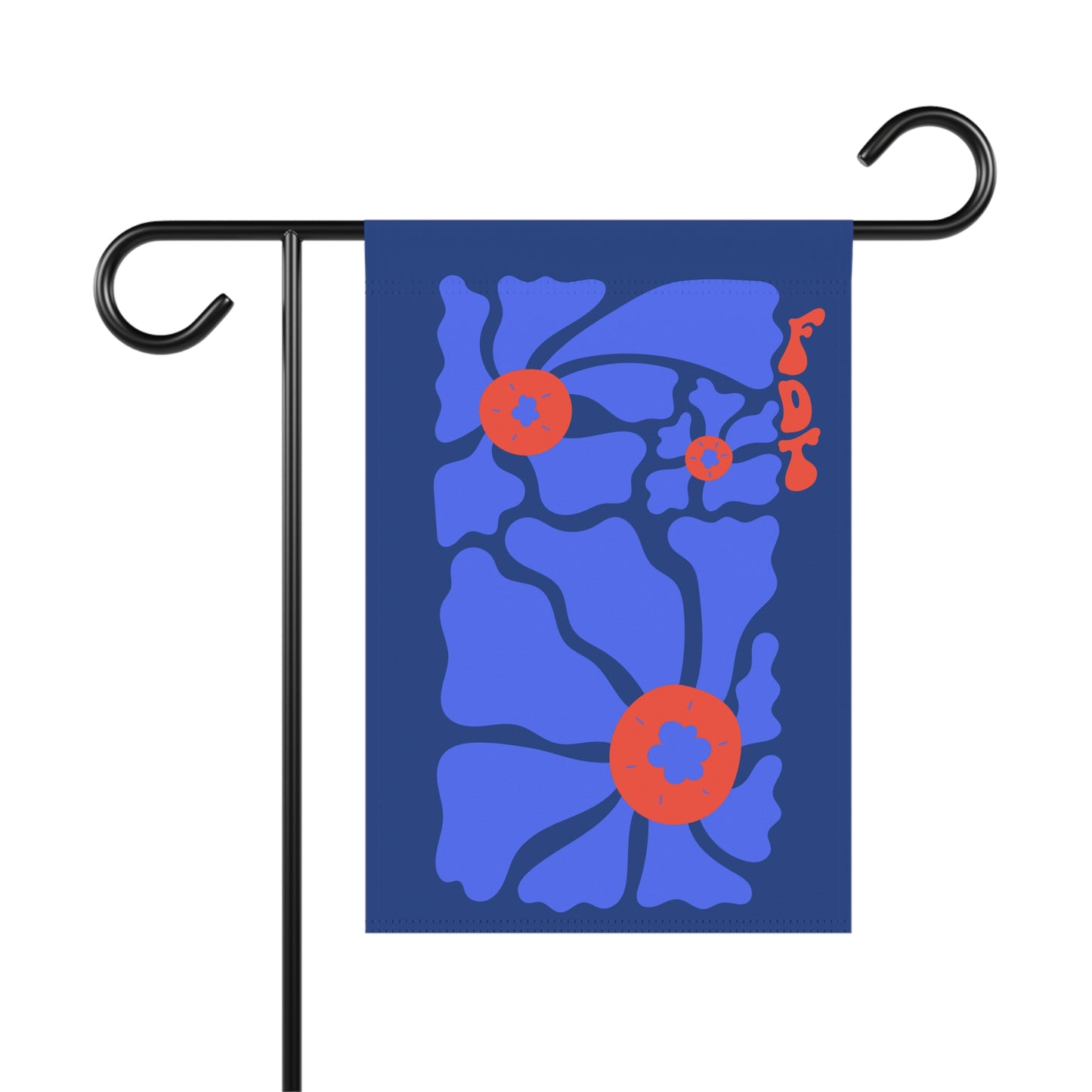 ‘FDT’ Red & Blue Floral Garden Flag