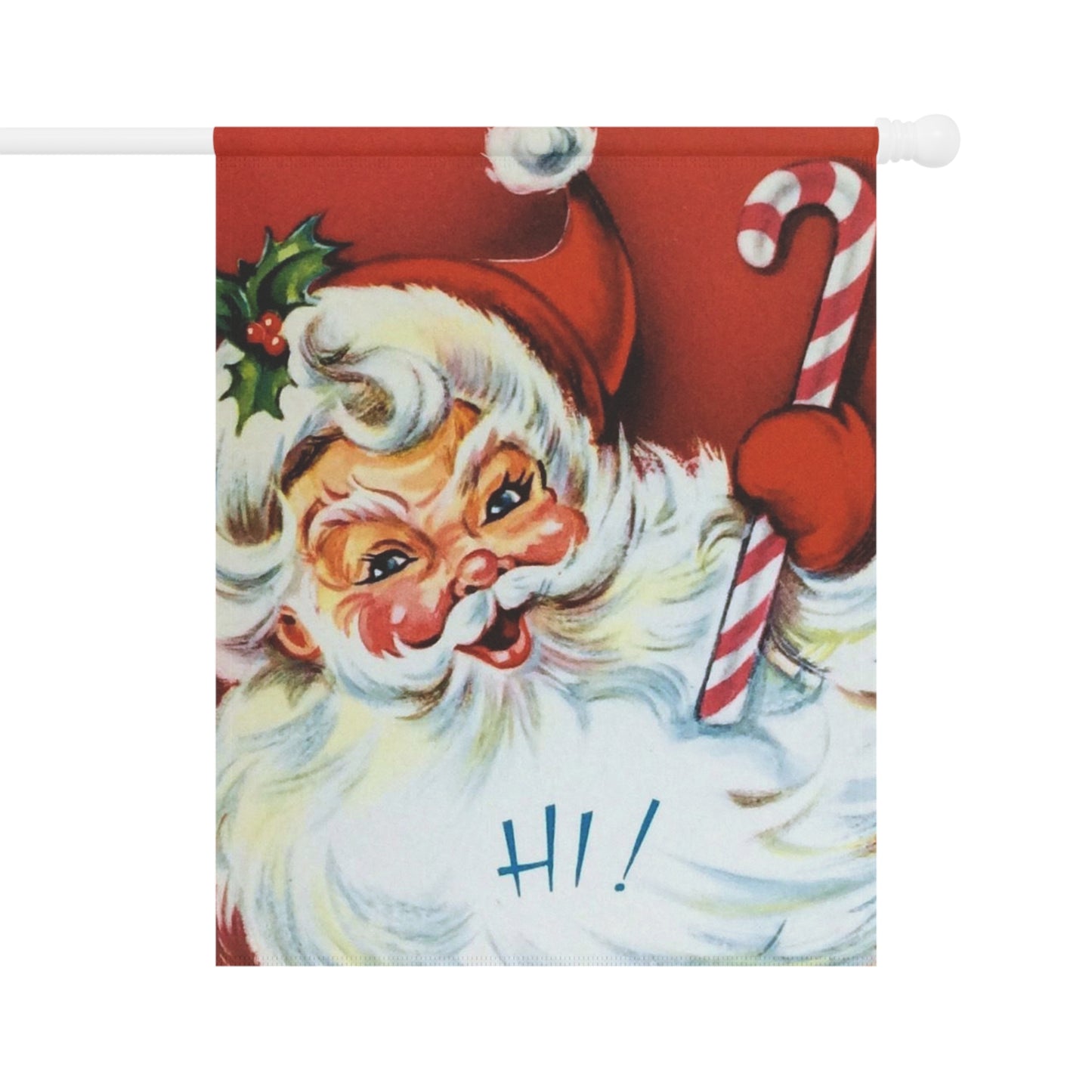 Retro Candy Cane Santa Christmas Garden Flag or House Banner