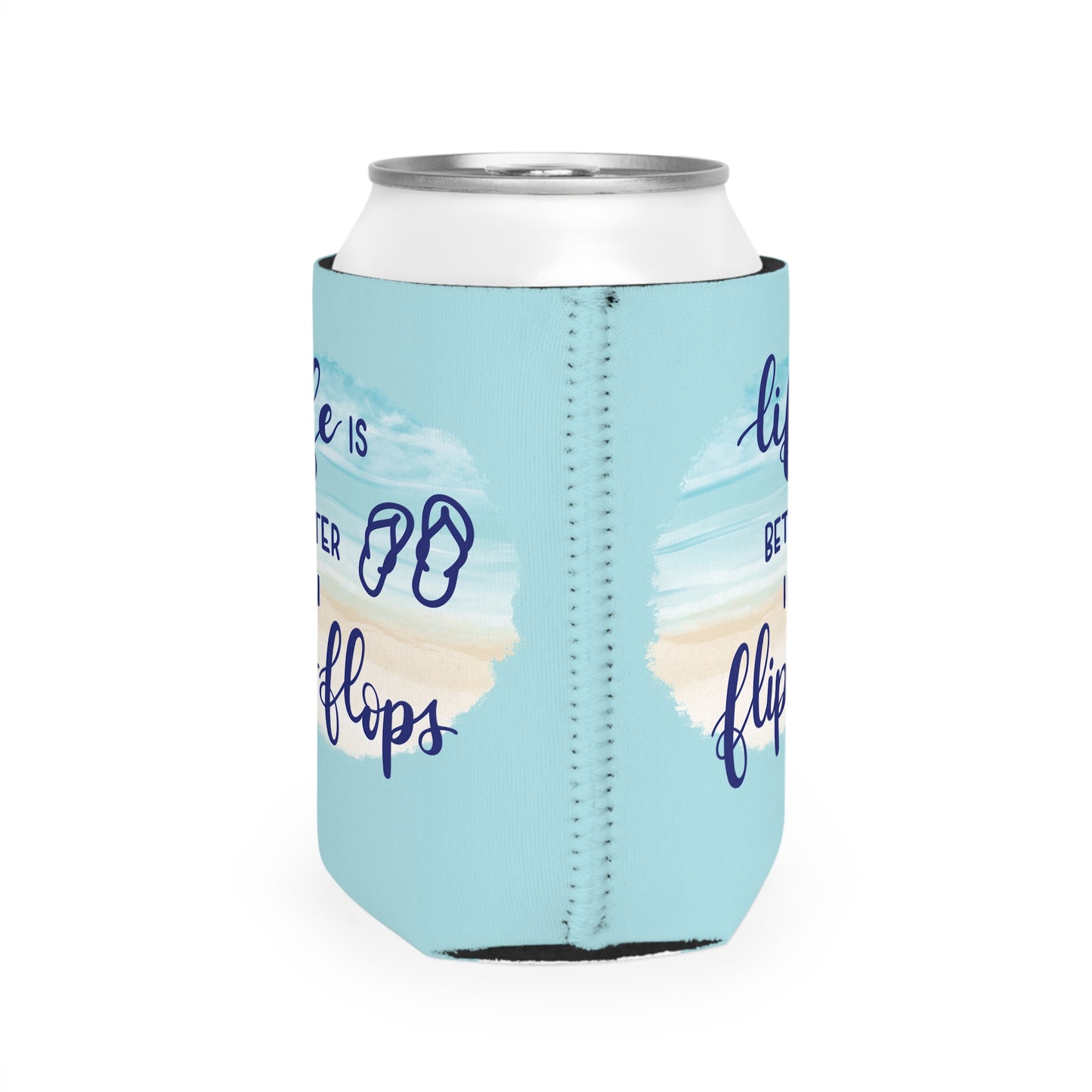 Beach Vibes Can Cooler Sleeve - Life is Better in Flip-Flops
