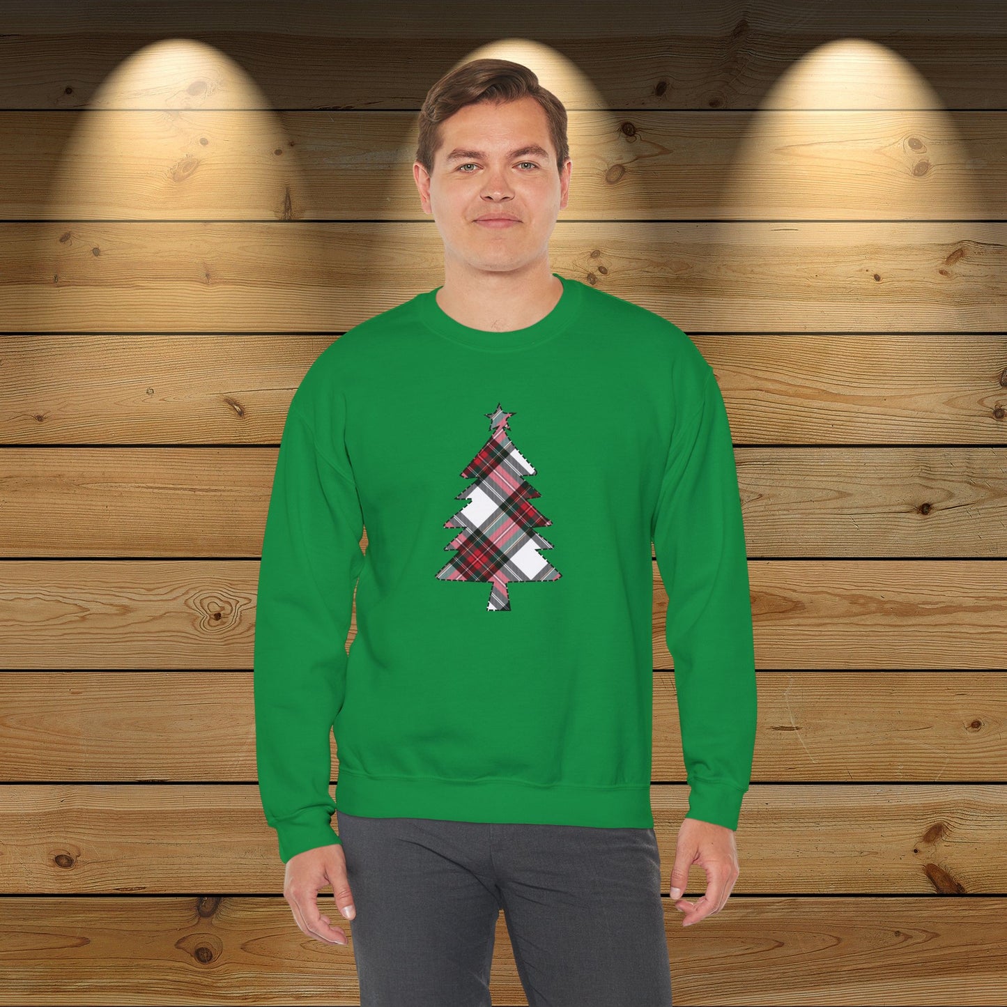 White Tartan Christmas Tree Sweatshirt | up to Plus Size 5X