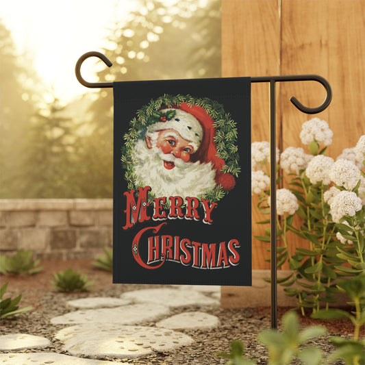 Retro Santa “Merry Christmas” Garden Flag or House Banner